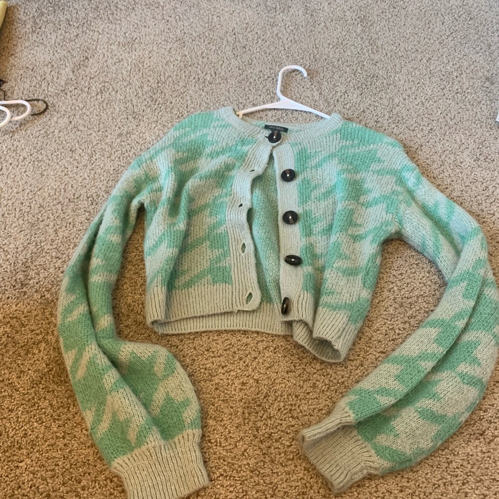 Teal Houndstooth Sweater